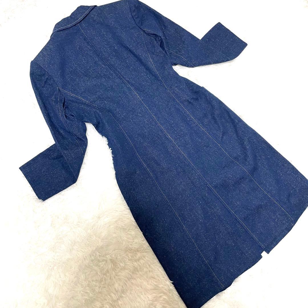 レオナール 裏地総柄 派手 シルク デニム チェスターコート ロングコート