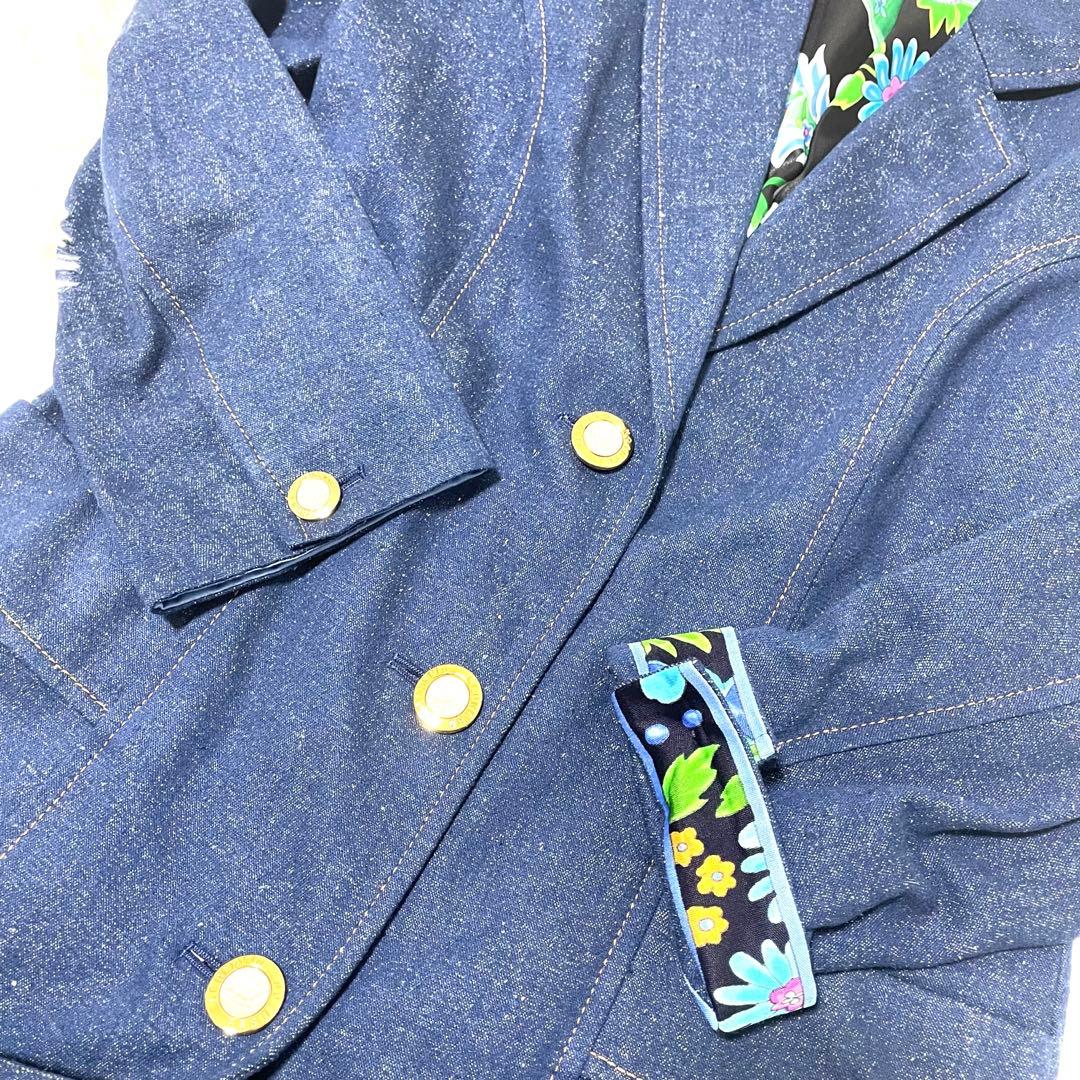 レオナール 裏地総柄 派手 シルク デニム チェスターコート ロングコート