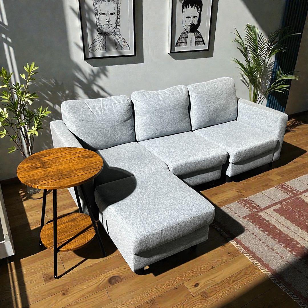 【ree様】3人掛けソファ オットマン付き　サイドテーブル付き