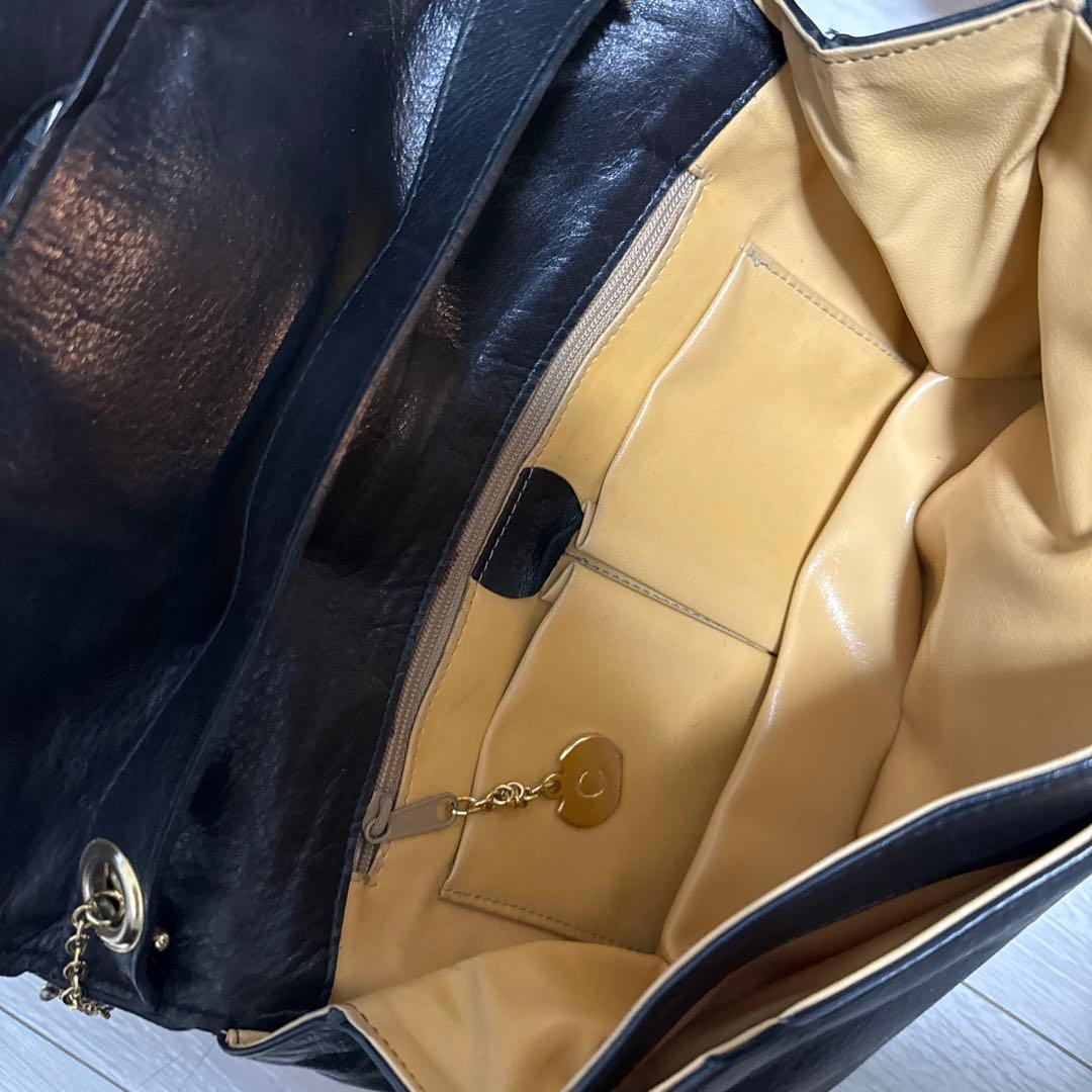 CELINE セリーヌ レザー ショルダーバッグ ブラック