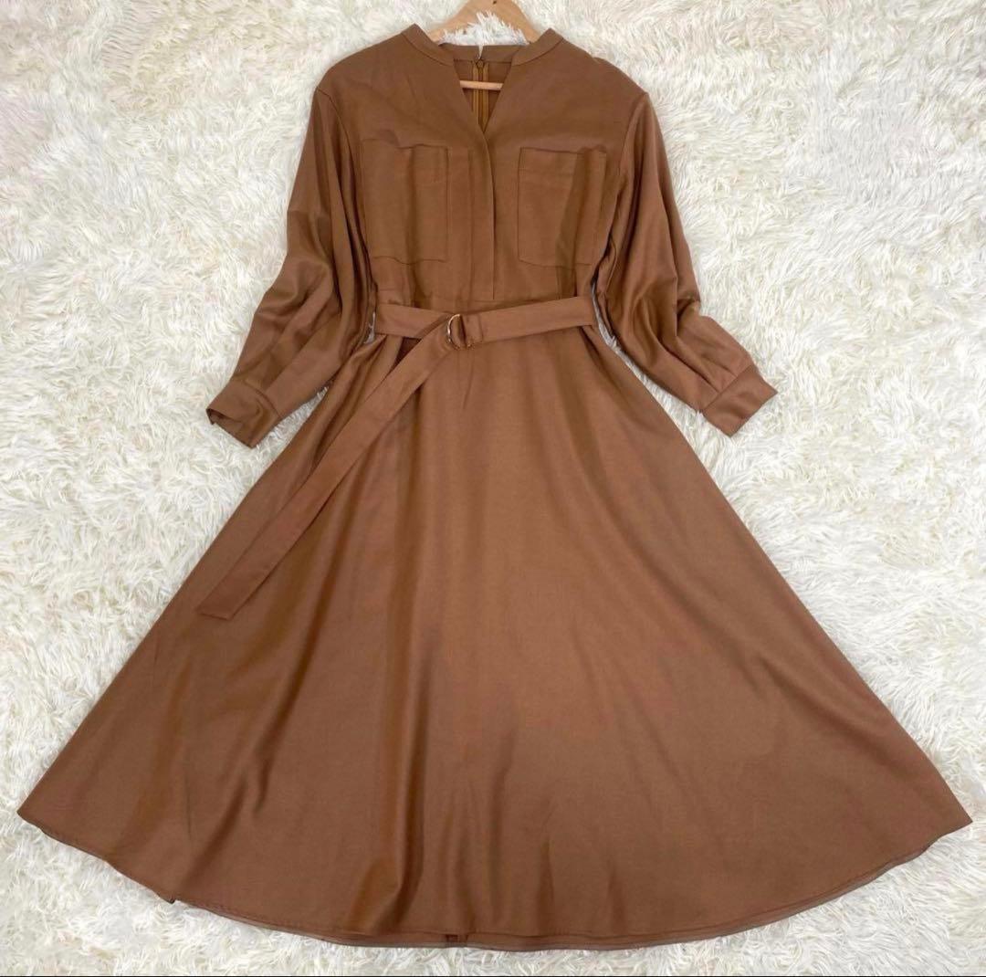 ANAYI アナイ ブラウンマキシドレス ウエストベルト付き 38サイズ