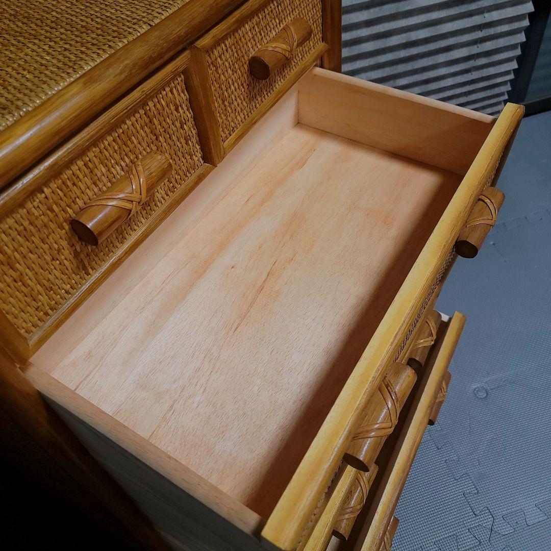 美品　ラタン　5段　チェスト　箪笥