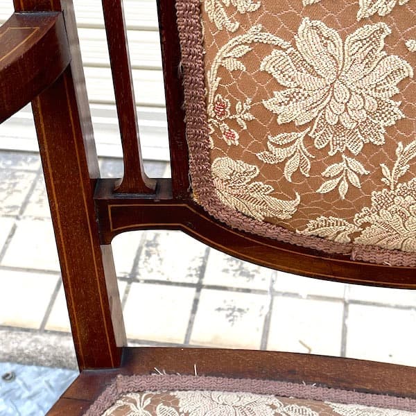 イギリスアンティーク　アームチェア　ロココ調　クラシック　象嵌　ダイニング