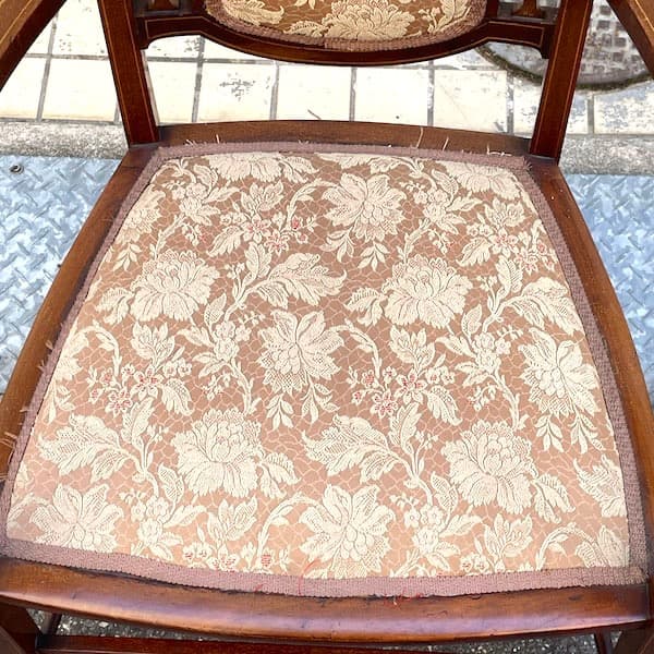 イギリスアンティーク　アームチェア　ロココ調　クラシック　象嵌　ダイニング