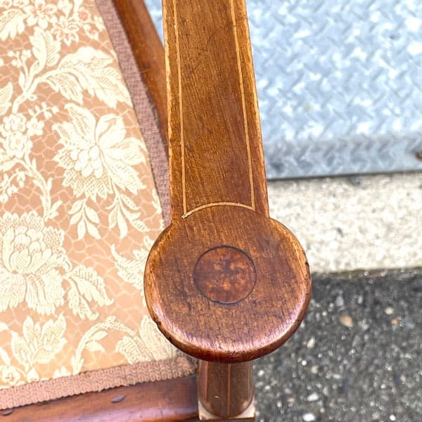 イギリスアンティーク　アームチェア　ロココ調　クラシック　象嵌　ダイニング