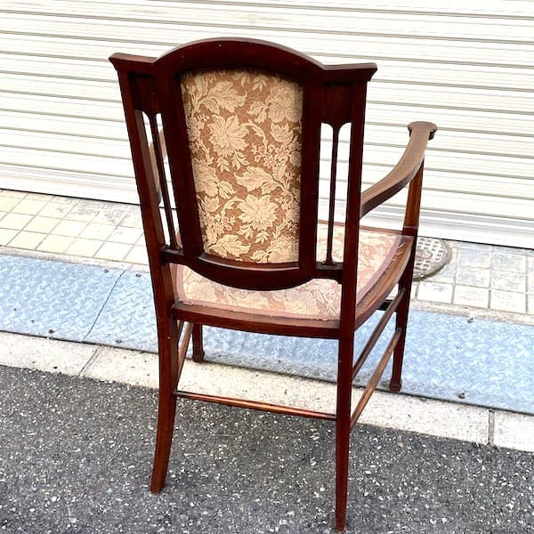 イギリスアンティーク　アームチェア　ロココ調　クラシック　象嵌　ダイニング