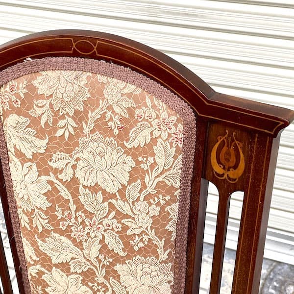 イギリスアンティーク　アームチェア　ロココ調　クラシック　象嵌　ダイニング