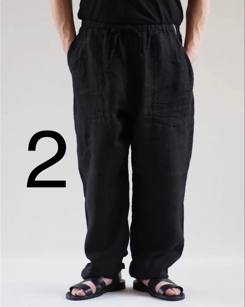 定価57200円 COMOLI リネンWクロス ドローストリングパンツシルク製品