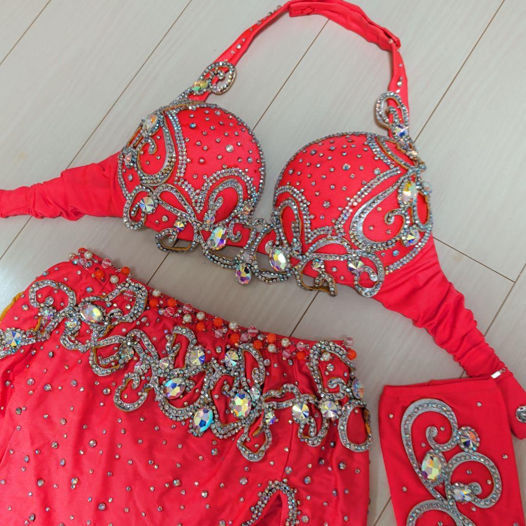 ベリーダンス 衣装 セットアップ オレンジ マーメイドスカート