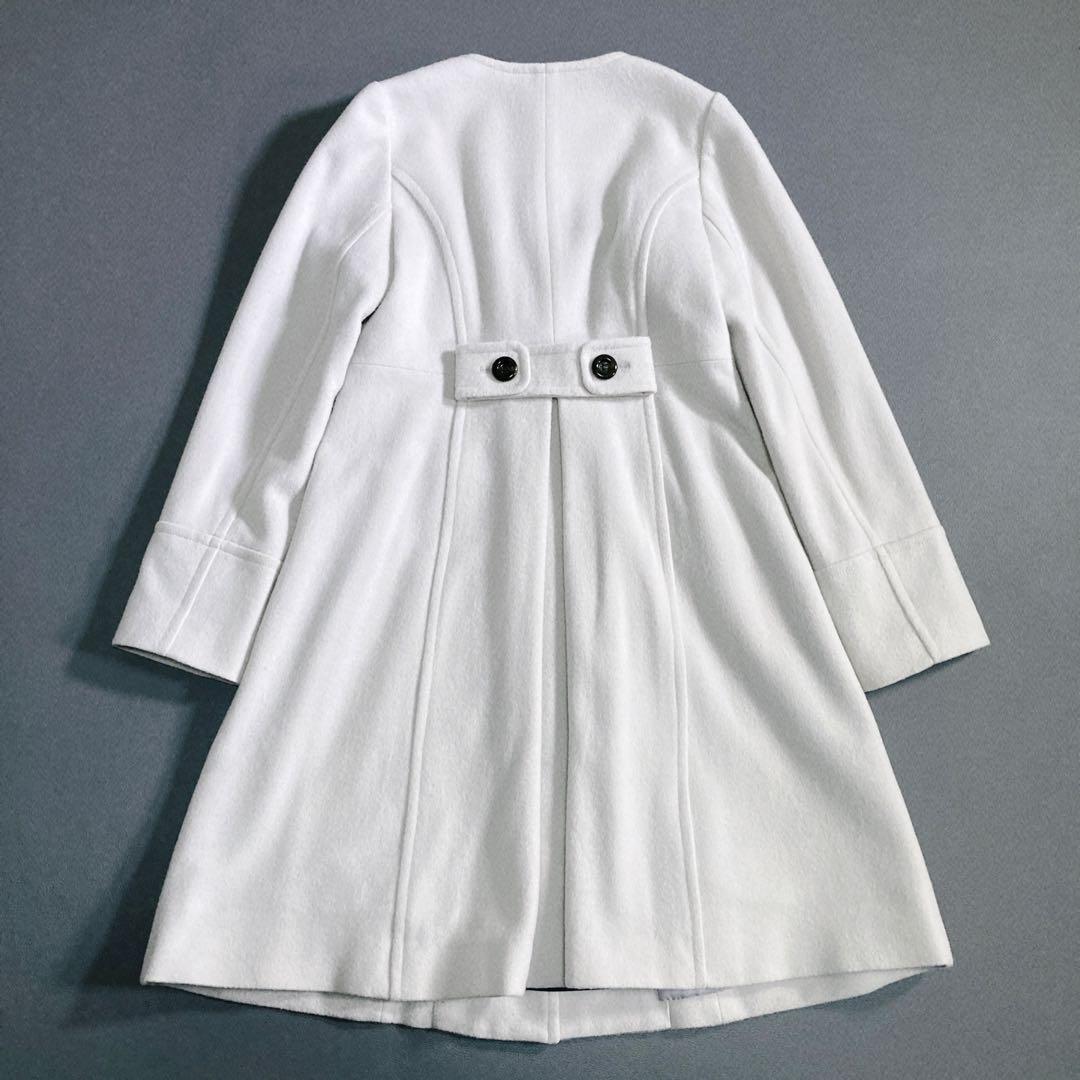 ブルーレーベルクレストブリッジ ラムブレンドビーバーロングコート ノーカラー