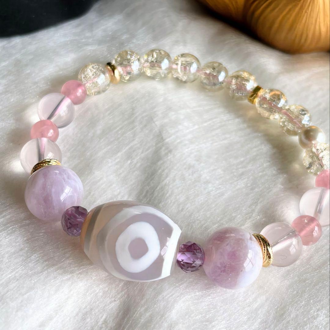 【山形一眼天珠】ラベンダー玉髄 ファントムスコロライト スターローズ 希少