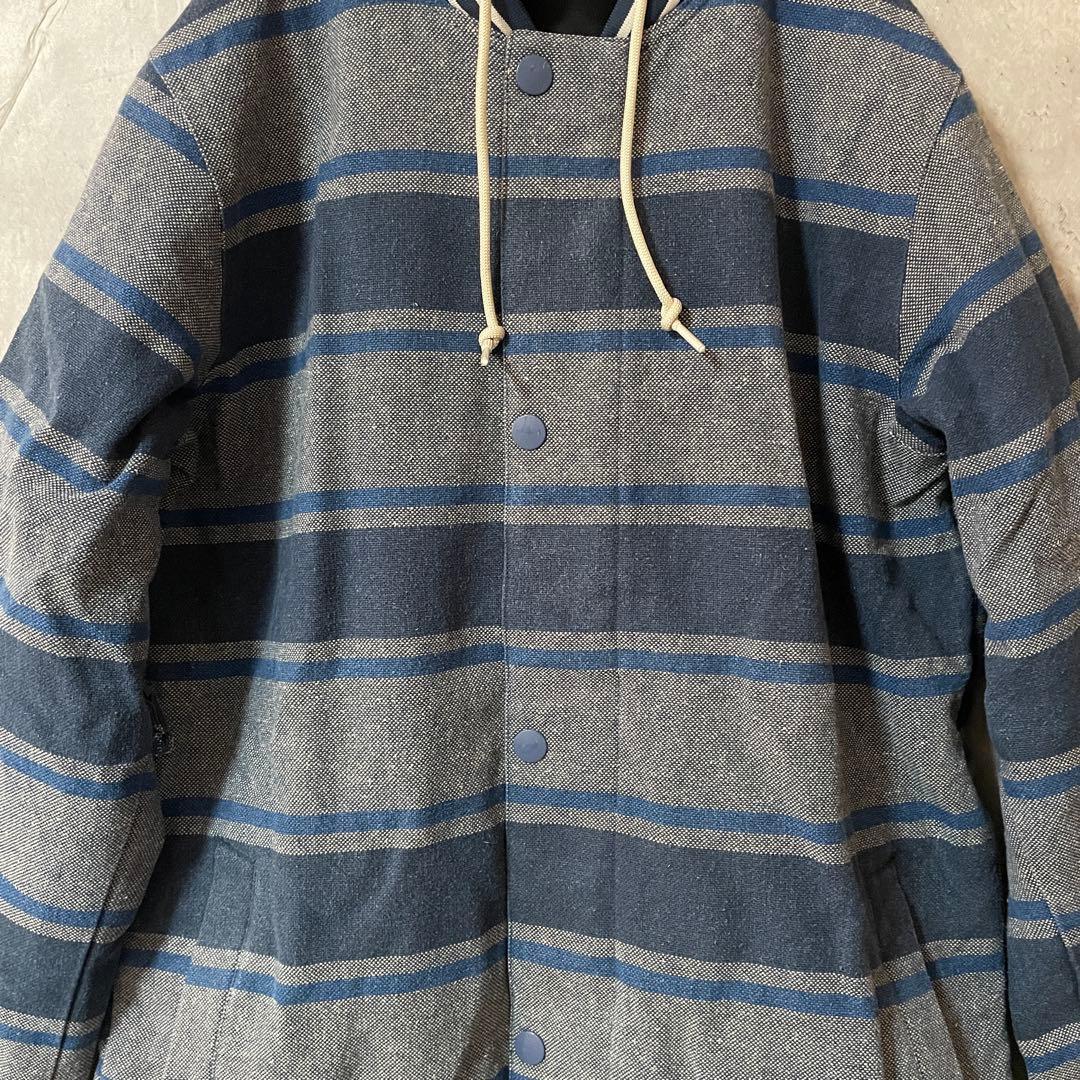 Burtonバートンスキーウェアスノーボードジャケットパーカー紺青ブルーボーダー