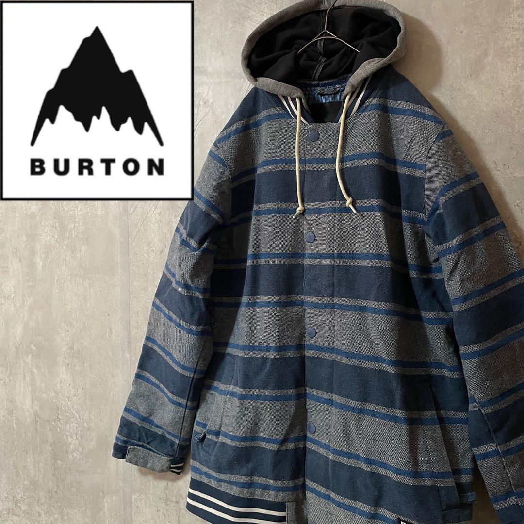 Burtonバートンスキーウェアスノーボードジャケットパーカー紺青ブルーボーダー