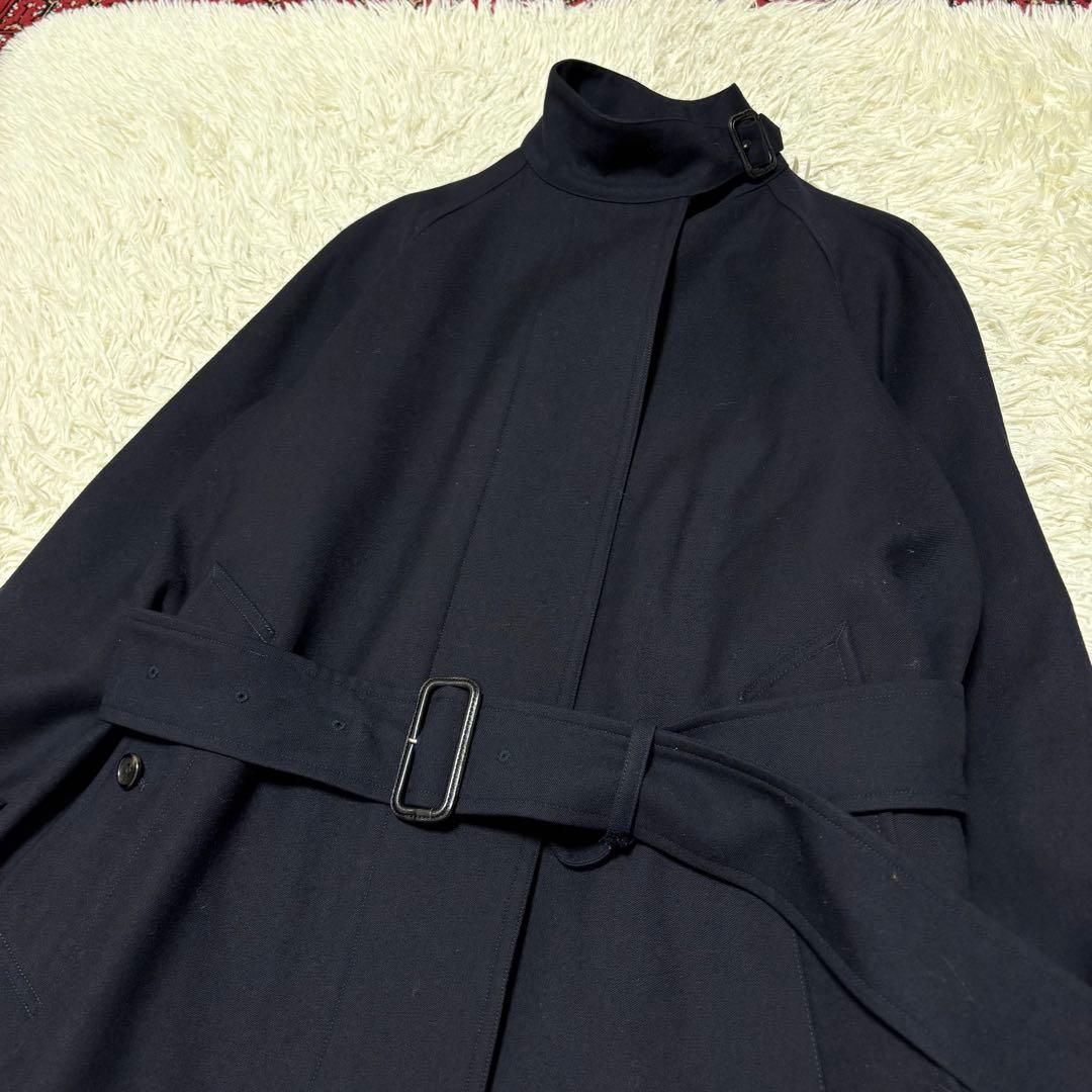 美品 マーガレットハウエル ウールサージ ベルト ロングコート スタンドカラー