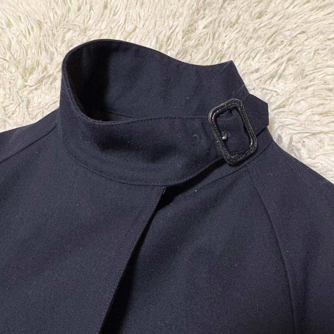 美品 マーガレットハウエル ウールサージ ベルト ロングコート スタンドカラー