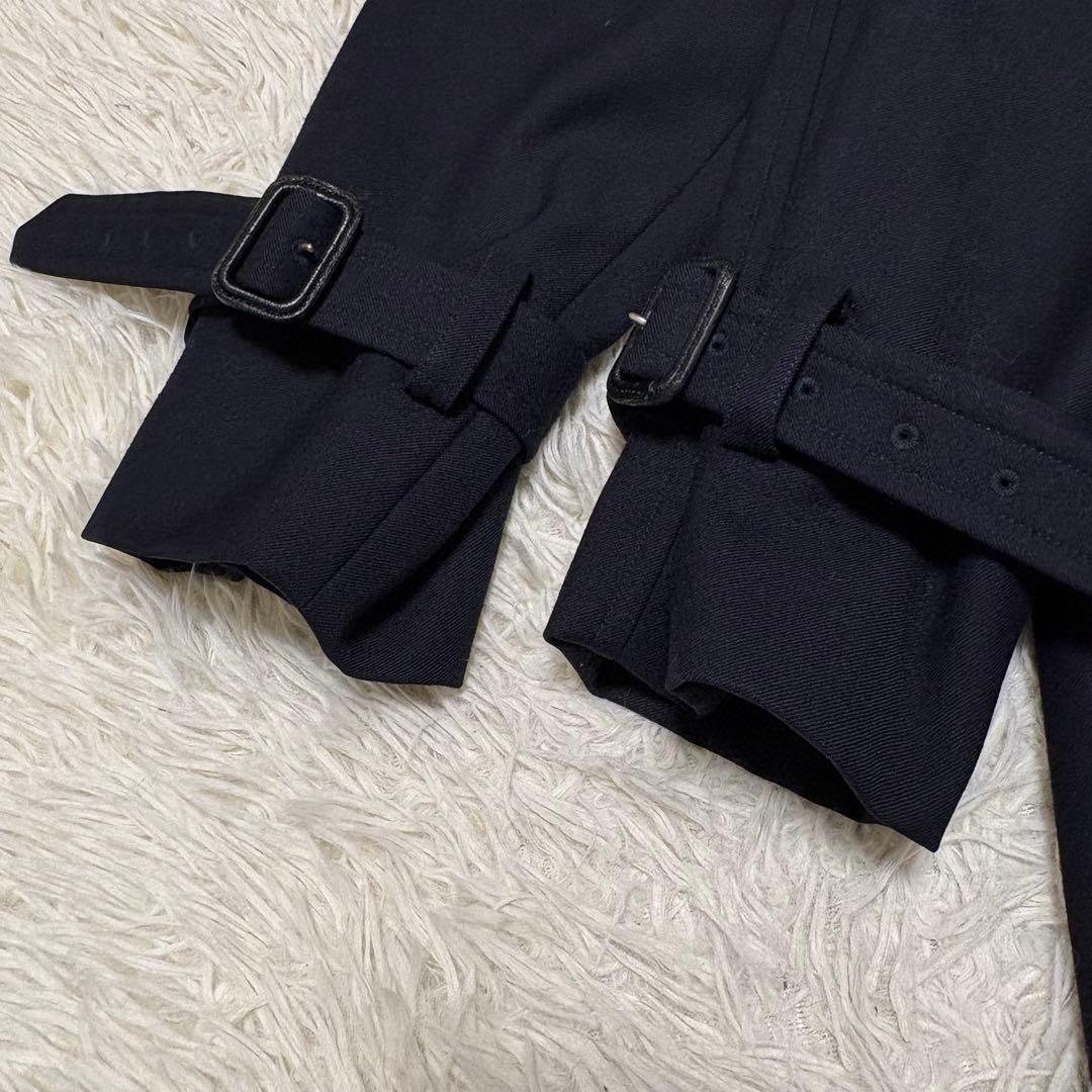 美品 マーガレットハウエル ウールサージ ベルト ロングコート スタンドカラー