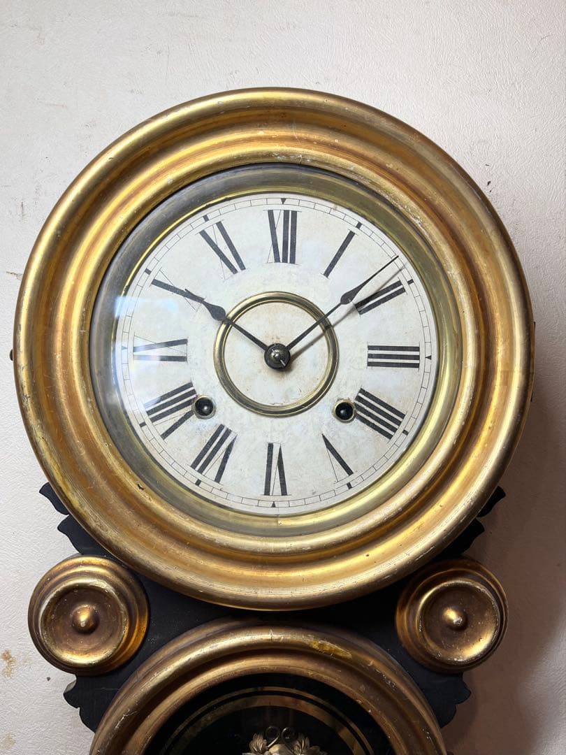 金ダルマ　程度良　柱時計　古時計　振り子　レトロ　ゼンマイ　精工舎　ボンボン