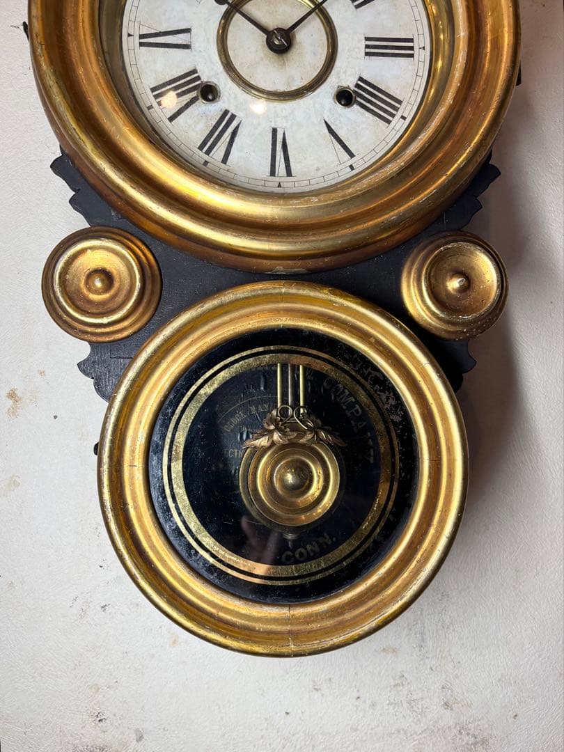 金ダルマ　程度良　柱時計　古時計　振り子　レトロ　ゼンマイ　精工舎　ボンボン