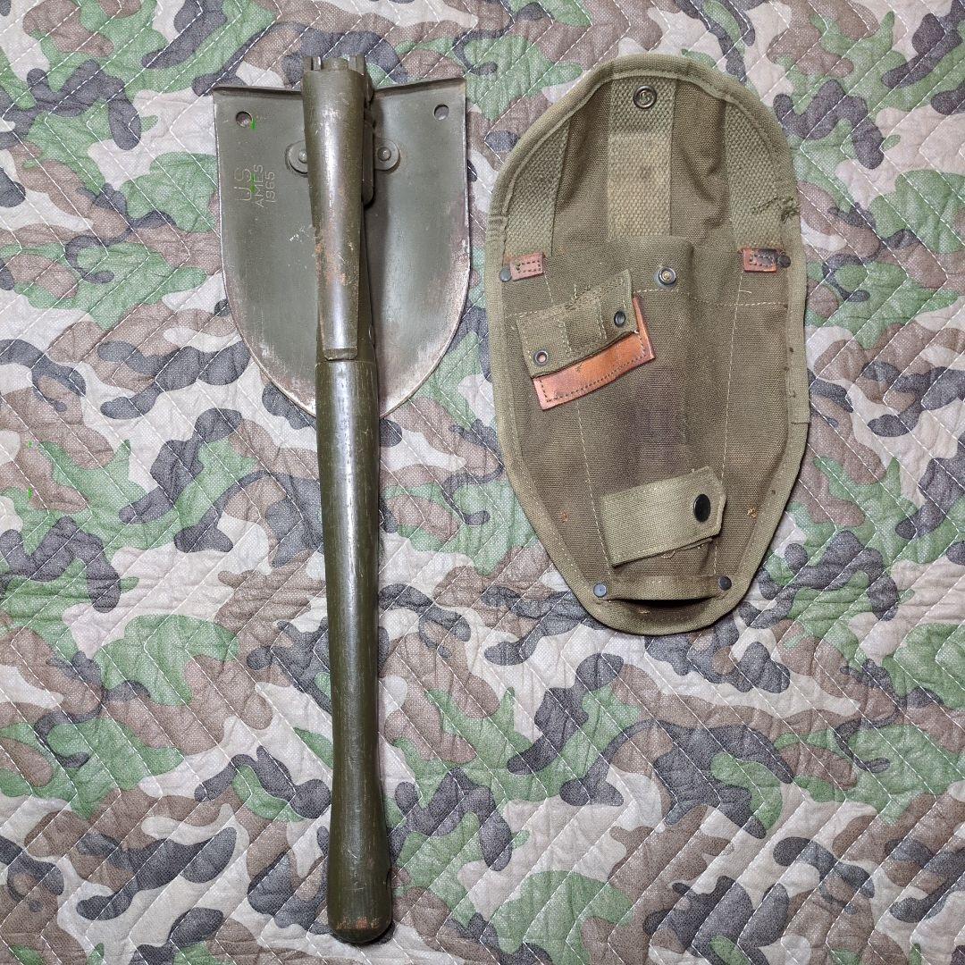 米軍　M56 エントレンチングツール キャンバスケースとスコップ(ツルハシ付き)