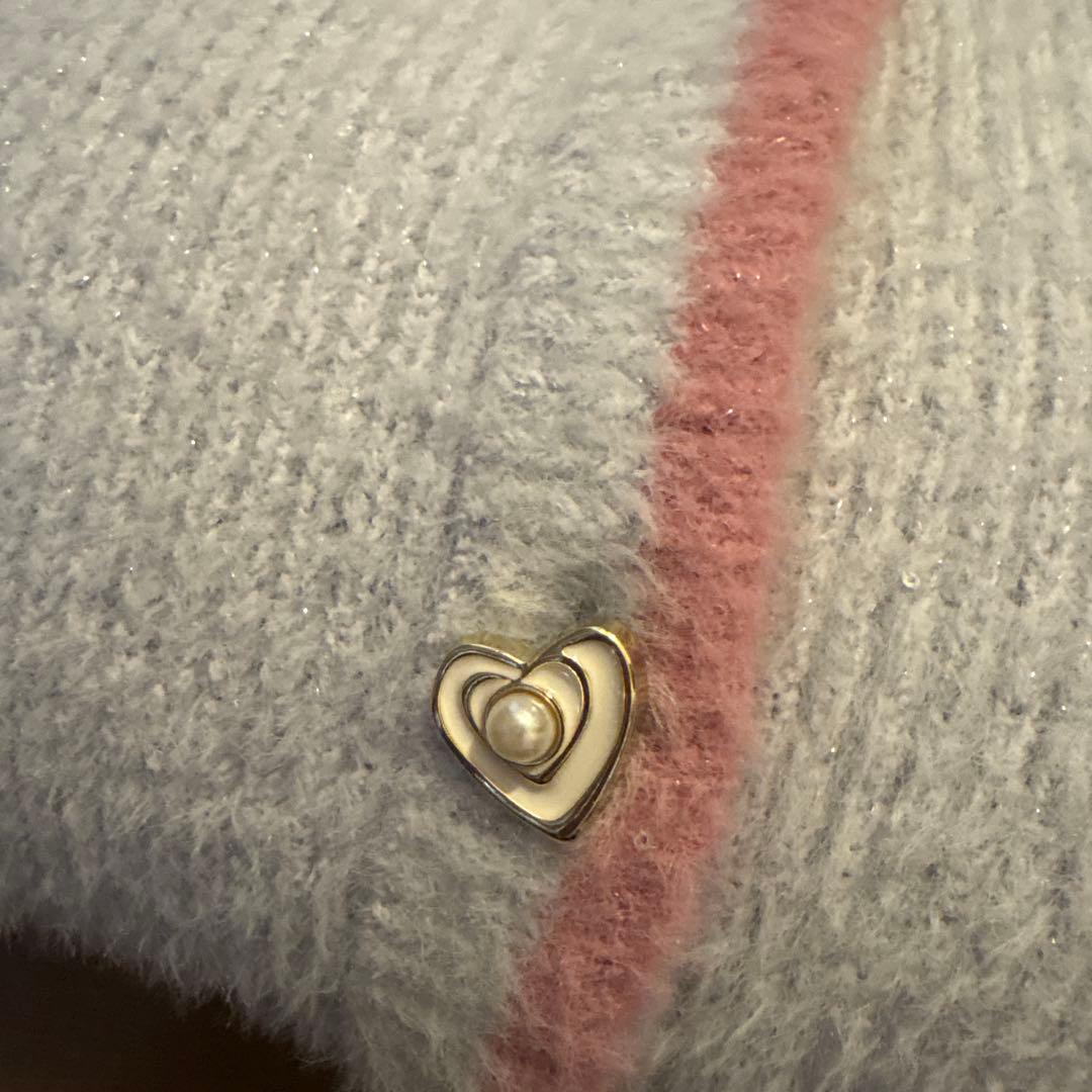 ジェラートピケ ラメフェザーカーディガン ブルー