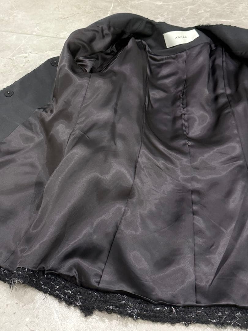 ADORE 上品ツイードジャケット 38 フォーマル 卒業式 入園式　ブラック系
