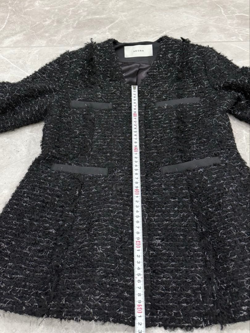 ADORE 上品ツイードジャケット 38 フォーマル 卒業式 入園式　ブラック系