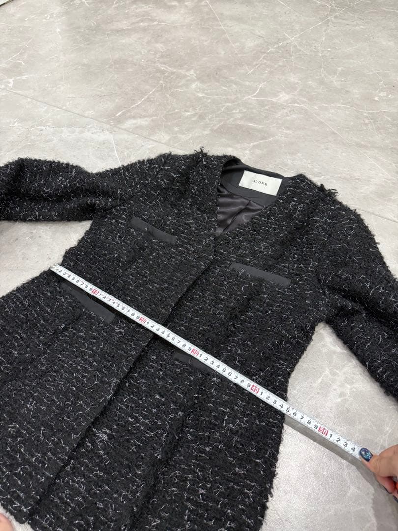 ADORE 上品ツイードジャケット 38 フォーマル 卒業式 入園式　ブラック系