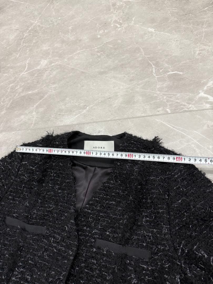 ADORE 上品ツイードジャケット 38 フォーマル 卒業式 入園式　ブラック系