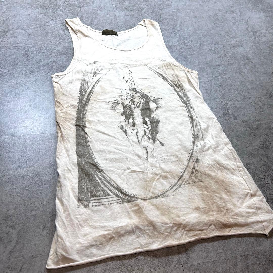 00s【goa】ゴア/プリントタンクトップ/Y2K/ムラ染め 希少　グランジ　染