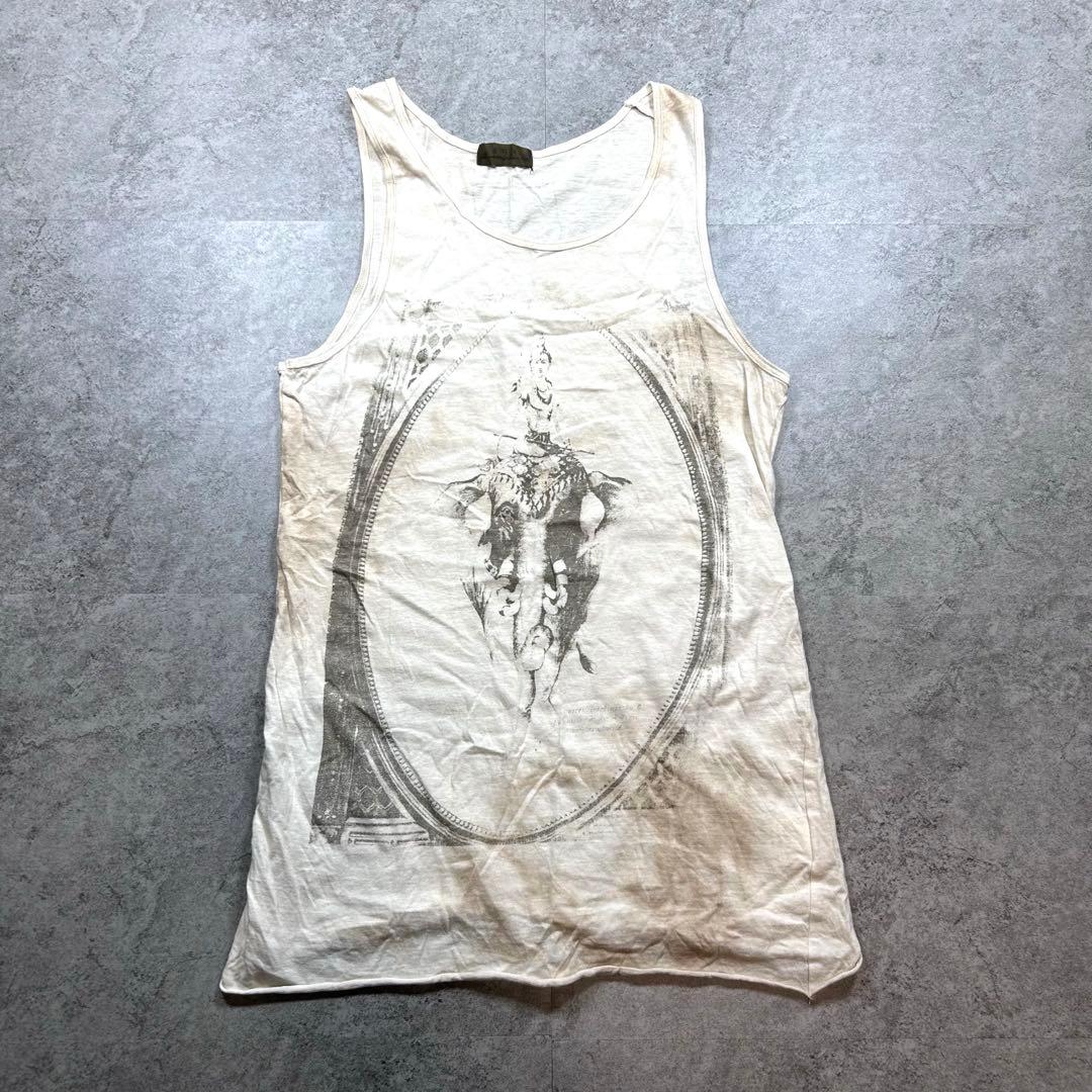 00s【goa】ゴア/プリントタンクトップ/Y2K/ムラ染め 希少　グランジ　染