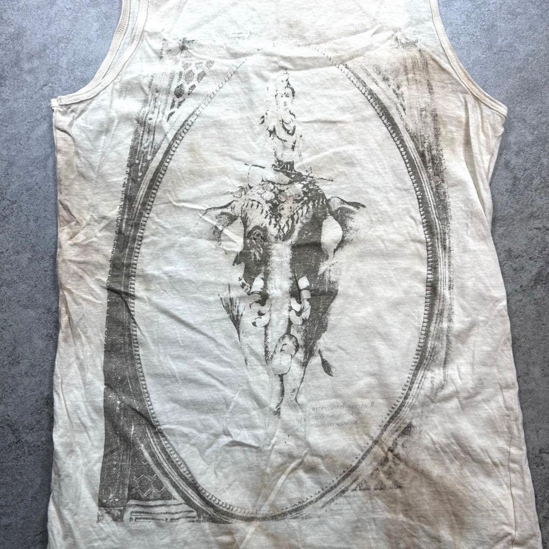 00s【goa】ゴア/プリントタンクトップ/Y2K/ムラ染め 希少　グランジ　染