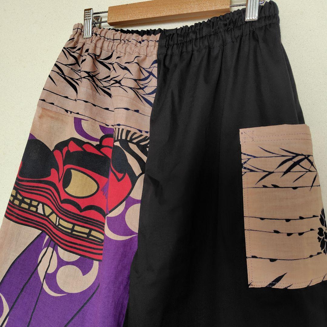 柿渋染めもんぺ【獅子】ハンドメイド サルエル ワイドパンツ 染めむら有