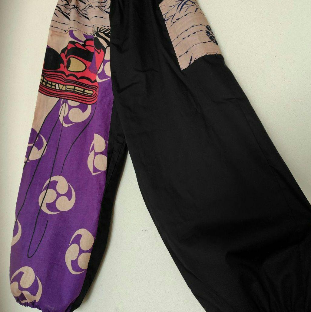 柿渋染めもんぺ【獅子】ハンドメイド サルエル ワイドパンツ 染めむら有