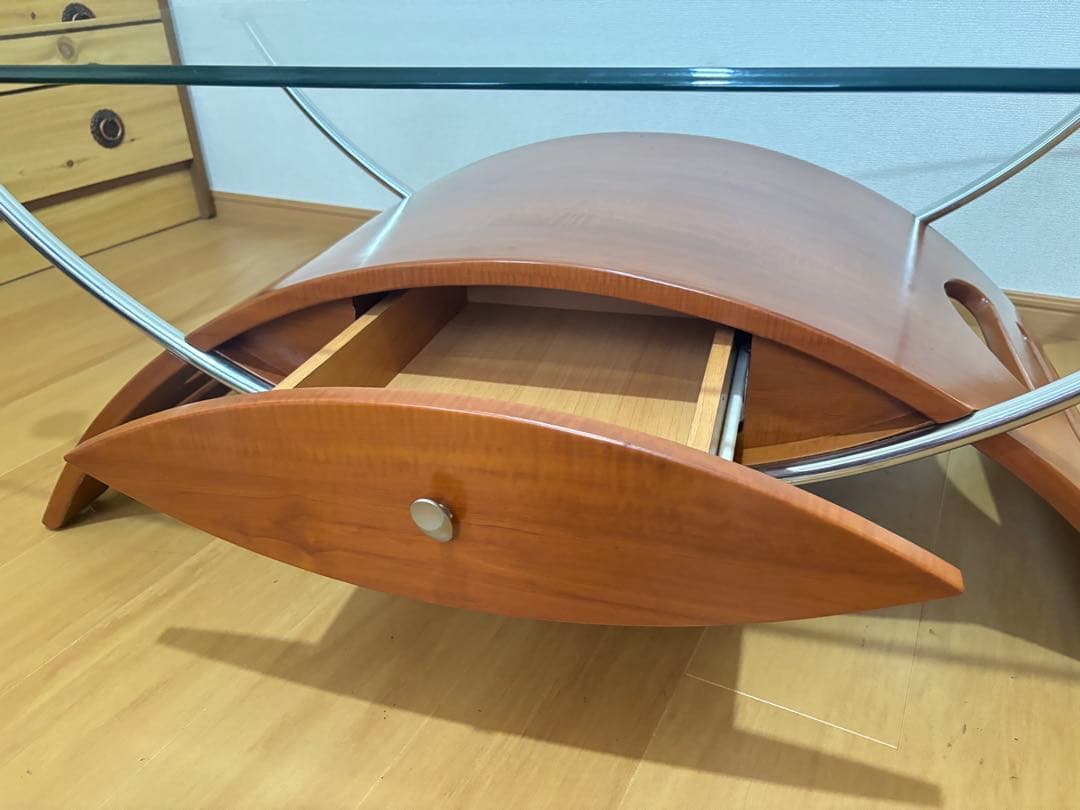 ガラス天板 センターテーブル 引き出し付き