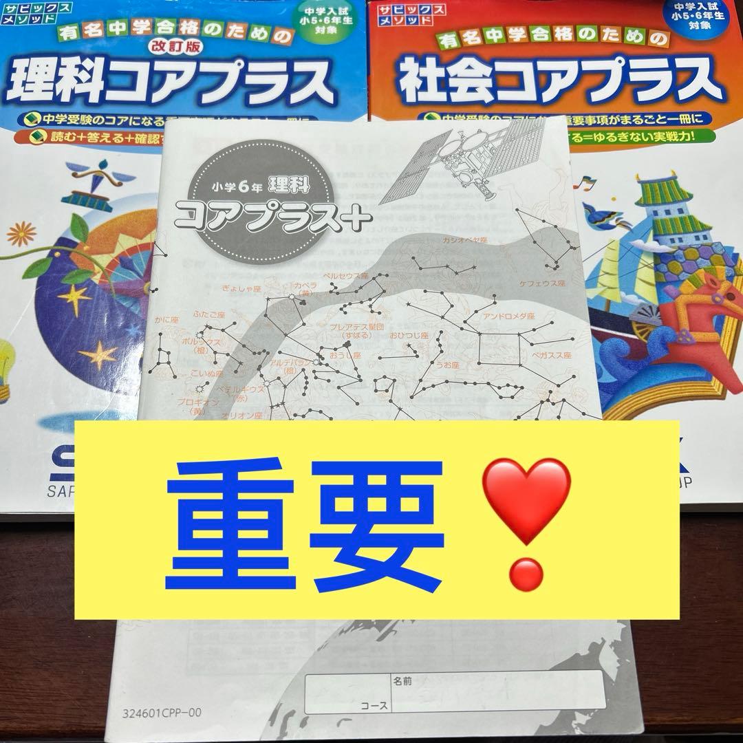 ㉔ひ　サピックス SAPIX 社会コアプラス　理科コアプラス　重要教材❣️