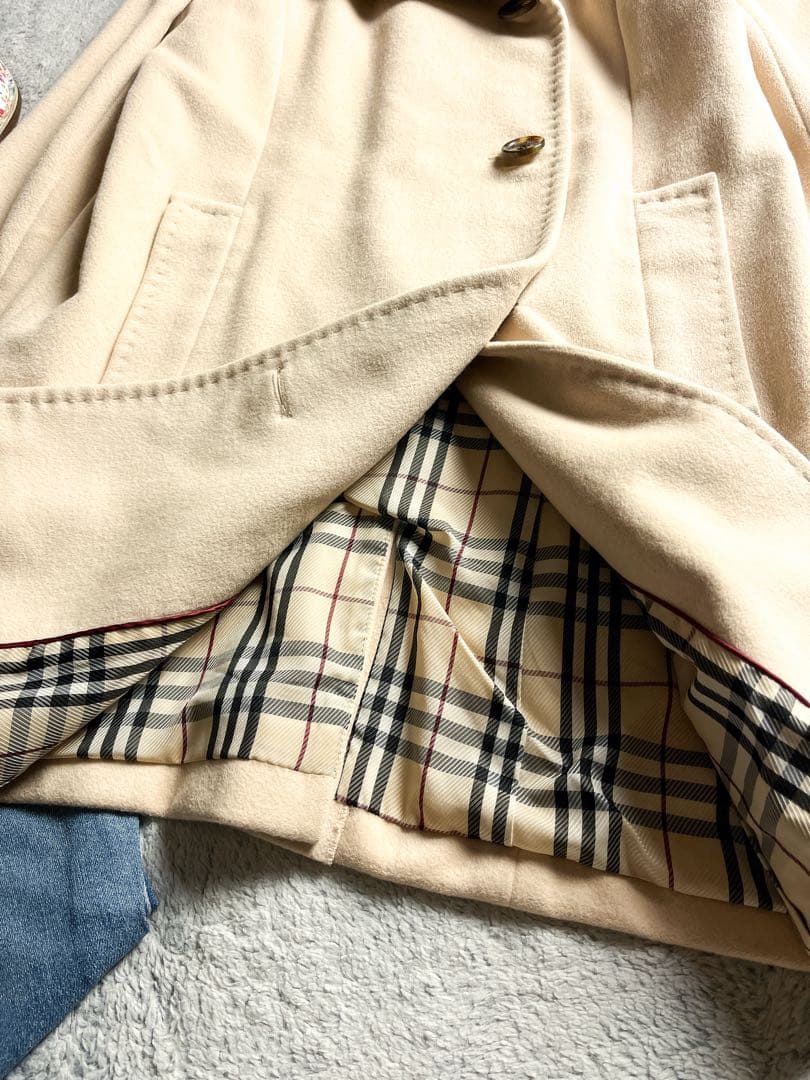 【BURBERRY LONDON】裏地ノバチェック ダブルブレストロングコート