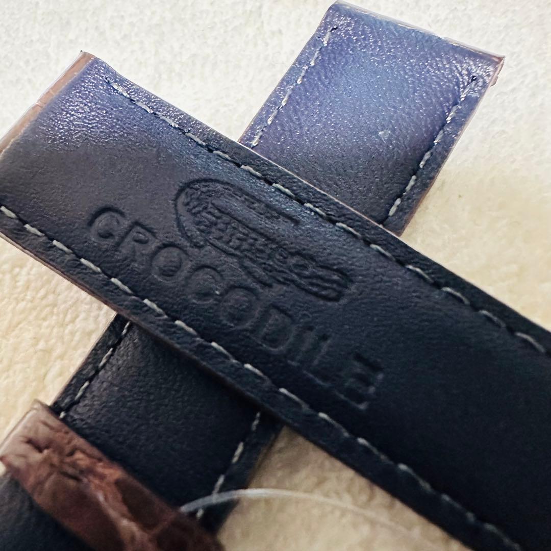 2422#19mm-16mmダークブラウン★本物クロコダイル腕時計用ベルト