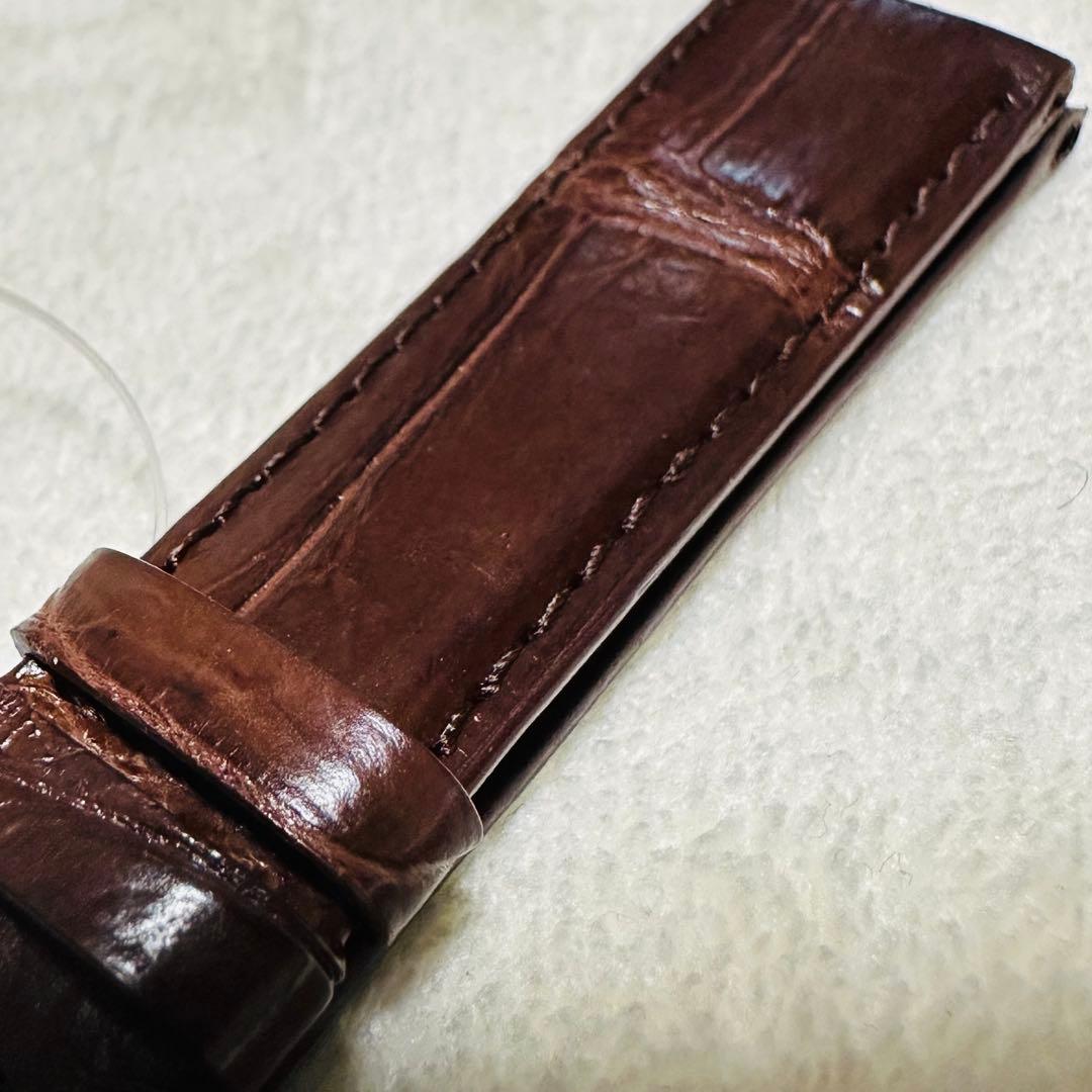 2422#19mm-16mmダークブラウン★本物クロコダイル腕時計用ベルト