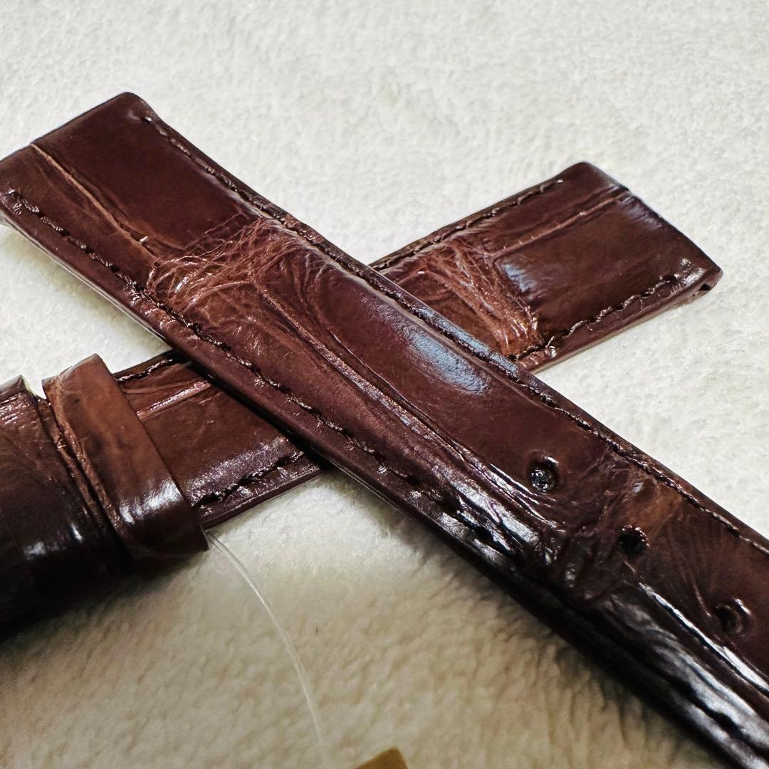 2422#19mm-16mmダークブラウン★本物クロコダイル腕時計用ベルト