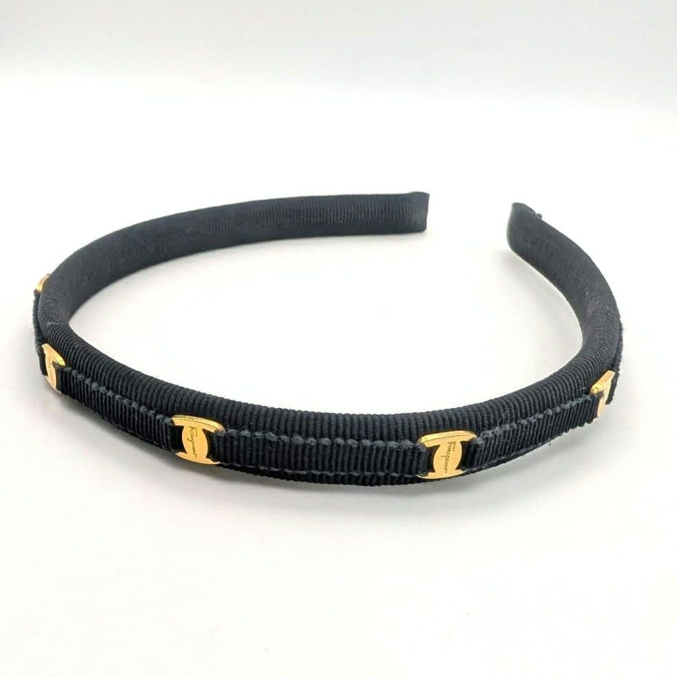 フェラガモ カチューシャ ヴァラ ガンチーニ 黒 グレー セット