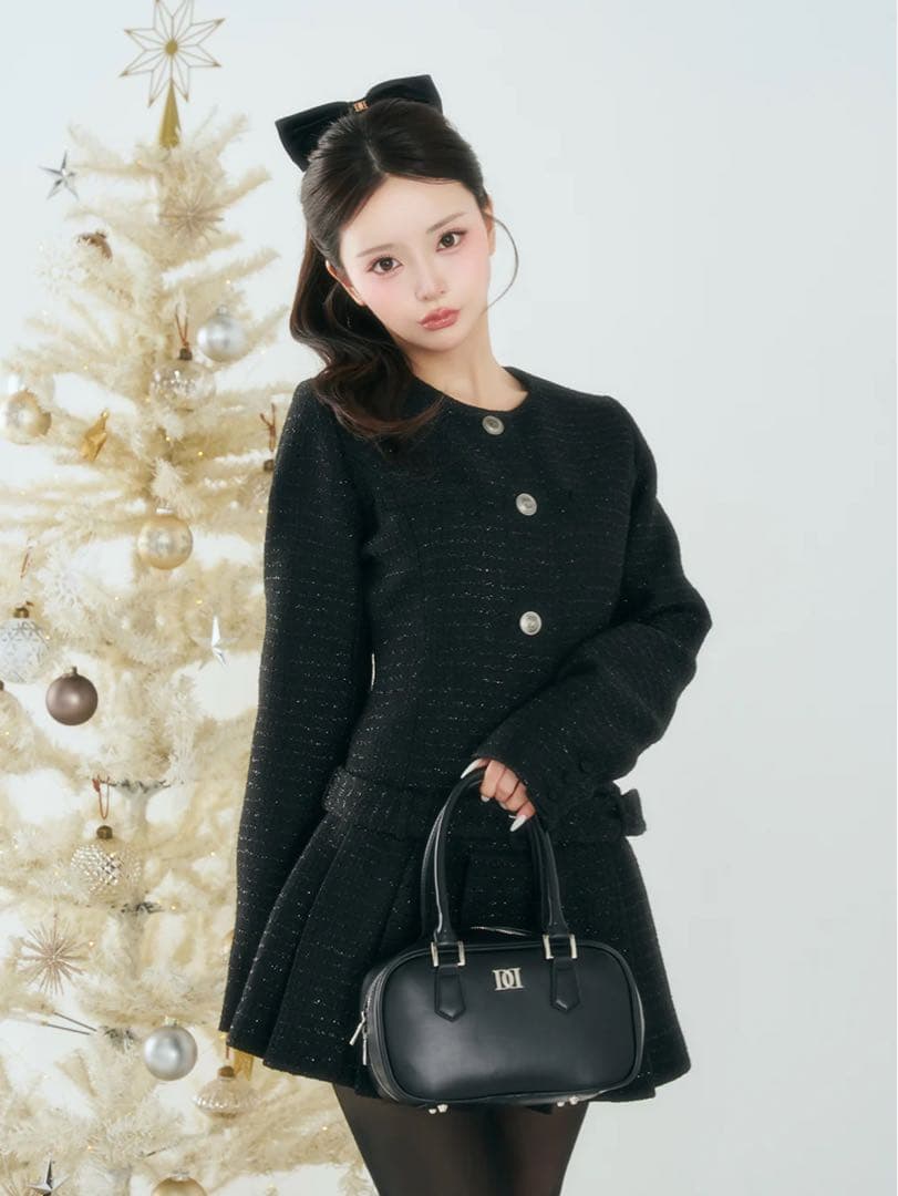 ダーリッチ ボックスプリーツツイードミニワンピース