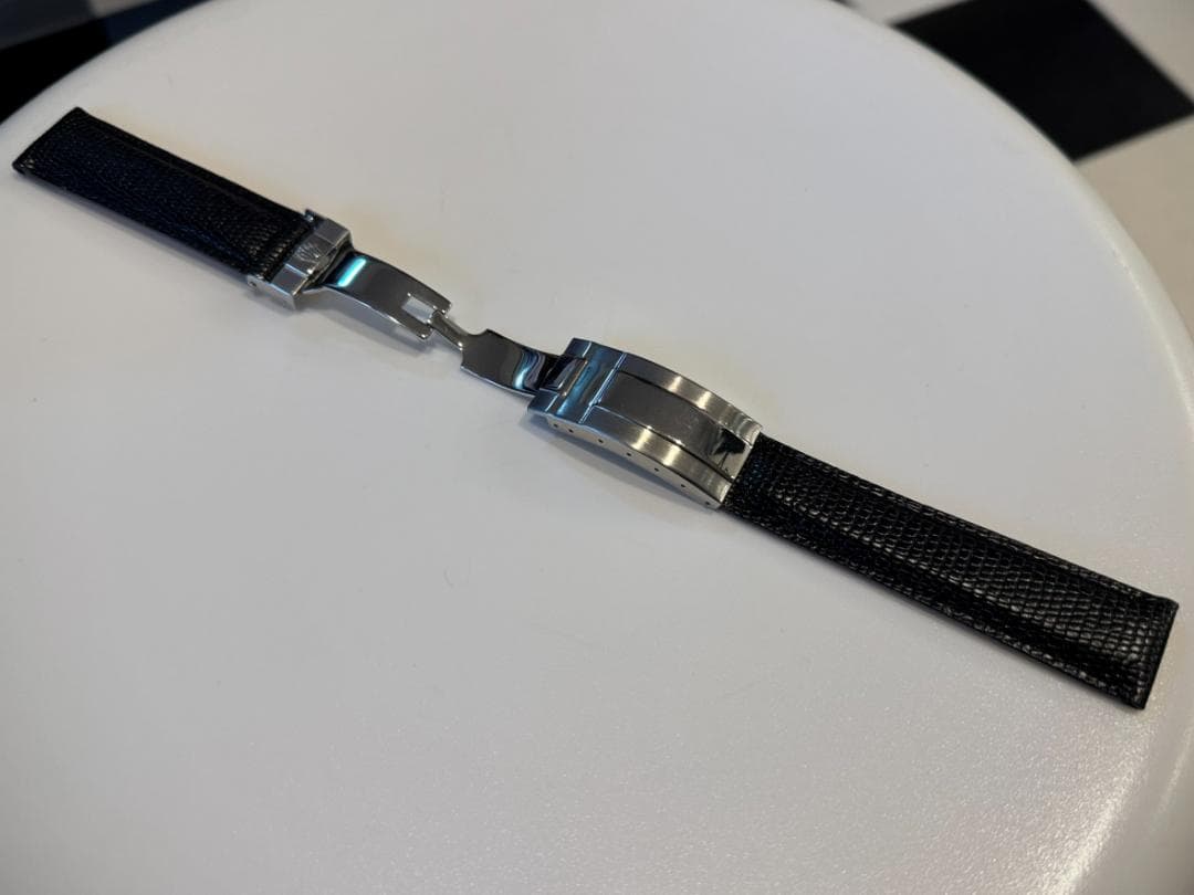 ◇腕時計 レザーベルト 本革 金属バックル 幅20mm 黒 ロレックスなどに◇