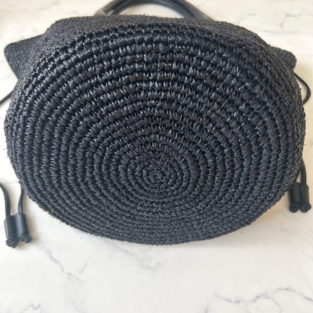 ヘレンカミンスキー トートバッグ ブラック ラフィア レザー 大容量 巾着袋付き