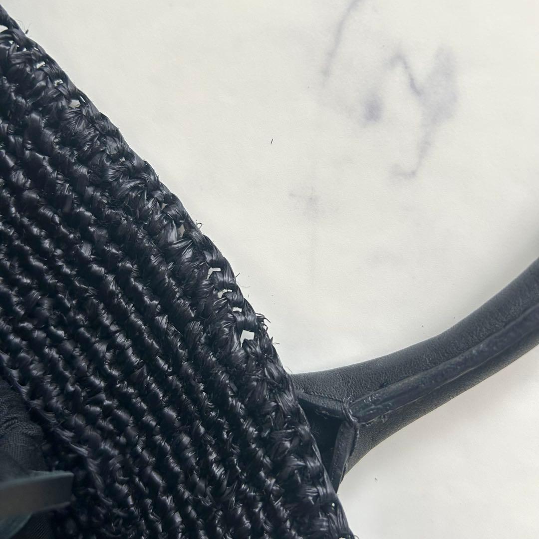 ヘレンカミンスキー トートバッグ ブラック ラフィア レザー 大容量 巾着袋付き