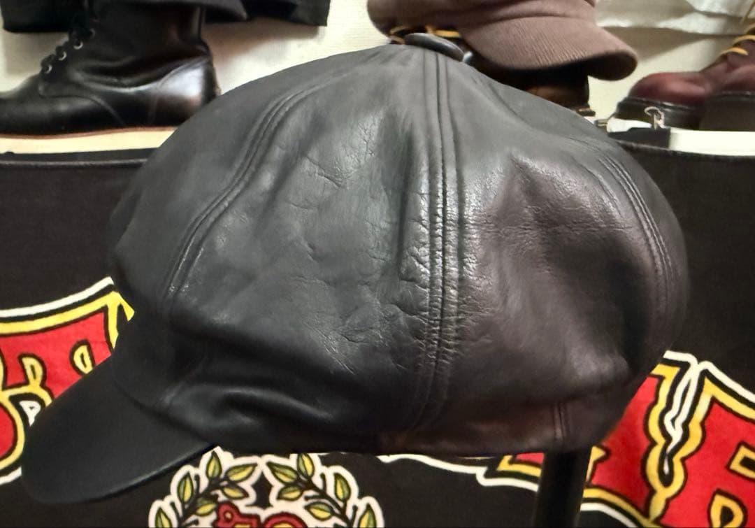 NEIGHBORHOOD NH3204 8パネル レザー キャスケット 黒 L