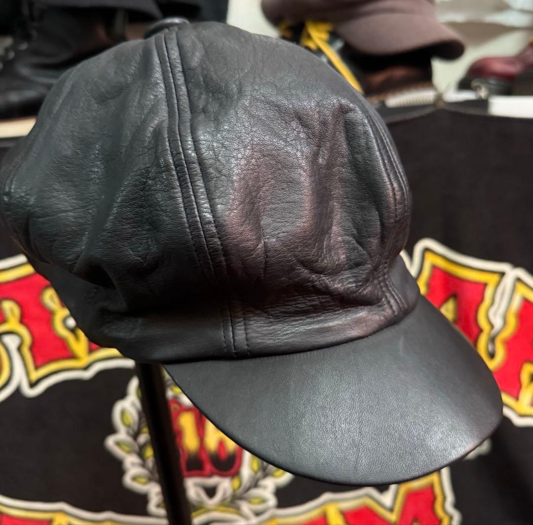 NEIGHBORHOOD NH3204 8パネル レザー キャスケット 黒 L