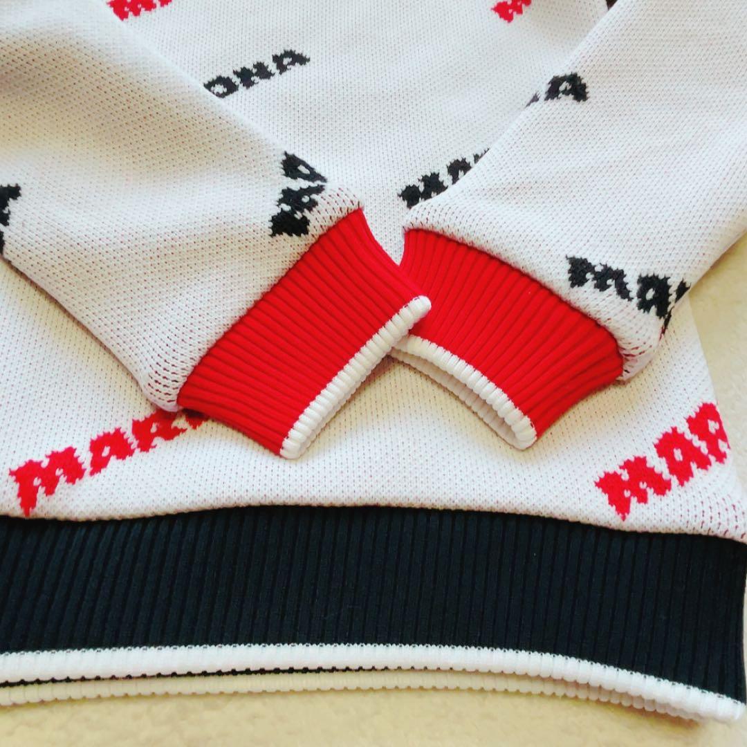 美品　マークアンドロナ　近年　セットアップ　ニット　スカート　柄　裏地付　白