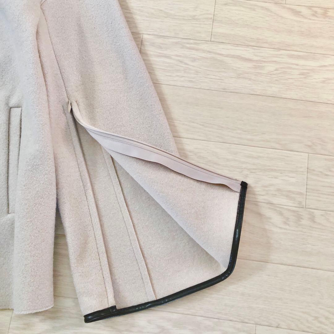 新品　23区　コンプレストパイル ノーカラー アウター ３８　ページュ