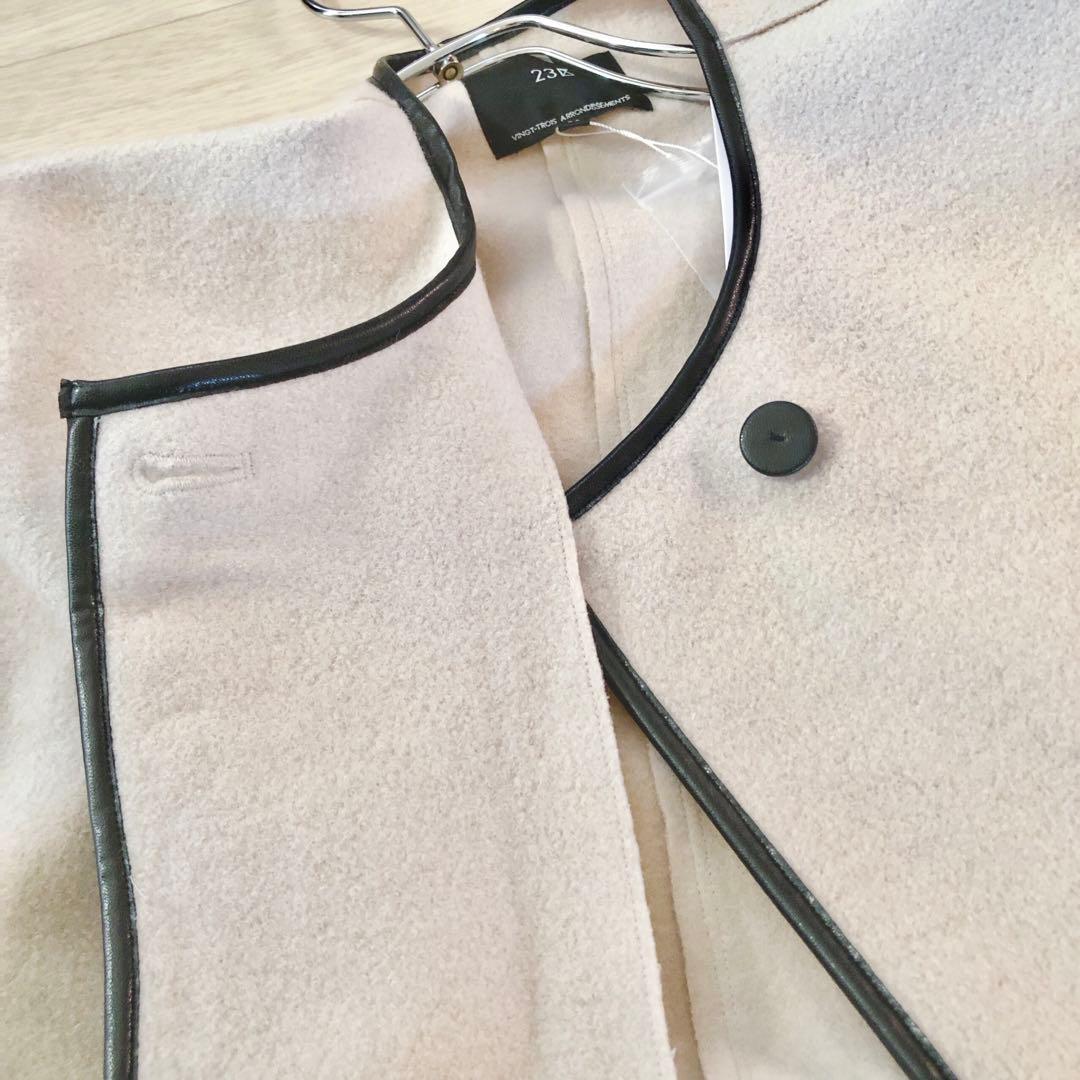 新品　23区　コンプレストパイル ノーカラー アウター ３８　ページュ