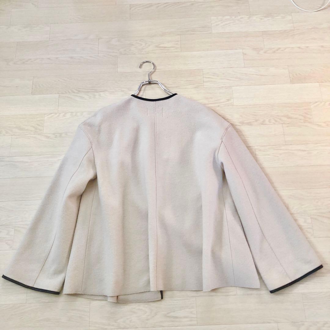 新品　23区　コンプレストパイル ノーカラー アウター ３８　ページュ